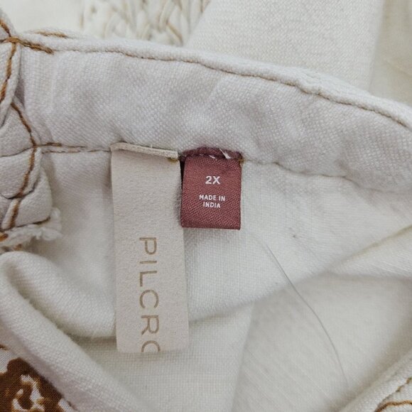 Pilcro Patchwork Cami Top Womens 2X Off White Crop Tank - Picture 5 of 8